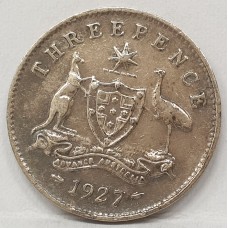 AUSTRALIA 1927 . THREEPENCE . aVERY FINE AUSTRALIA 1927 . THREEPENCE . aVERY FINE
